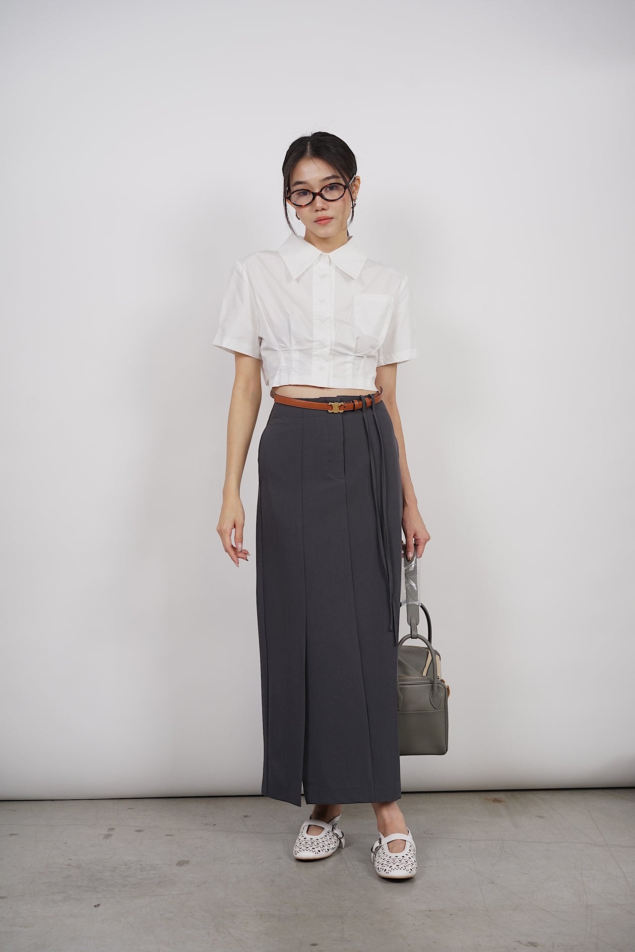 Technical Column Skirt in Misty Grey