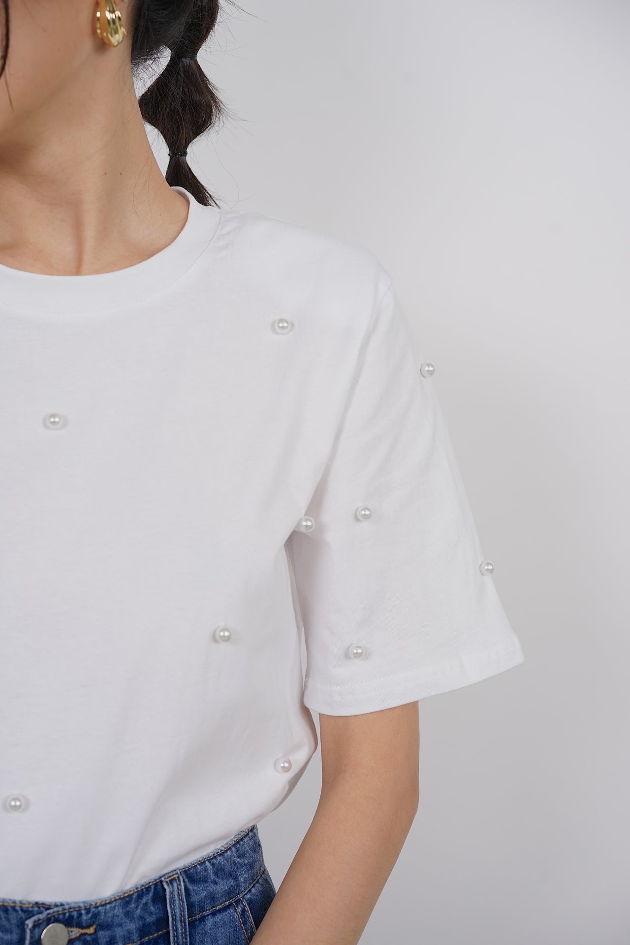 Padded Pearl Shirt in White