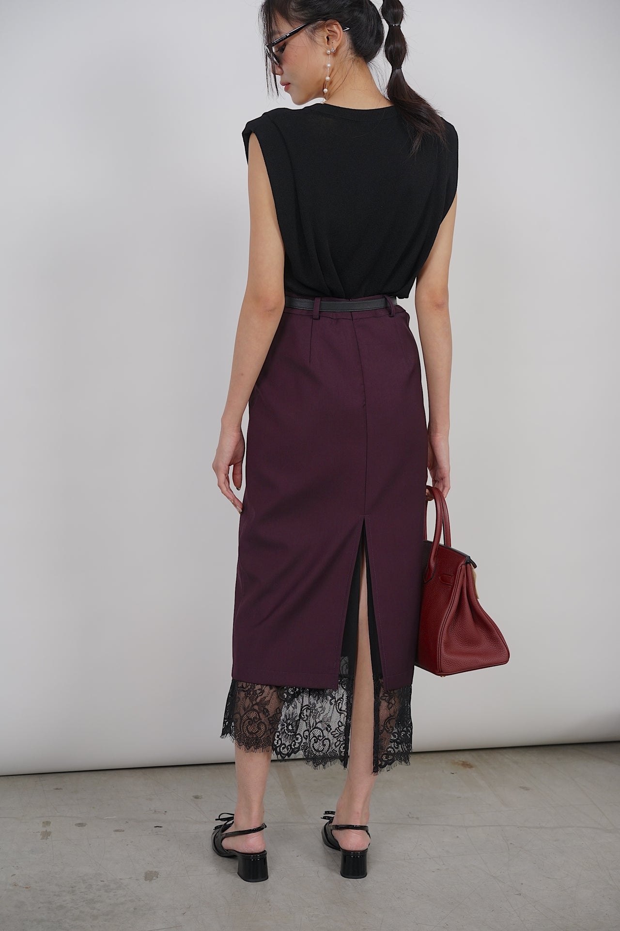 Dreamy Lace Skirt in Burgundy