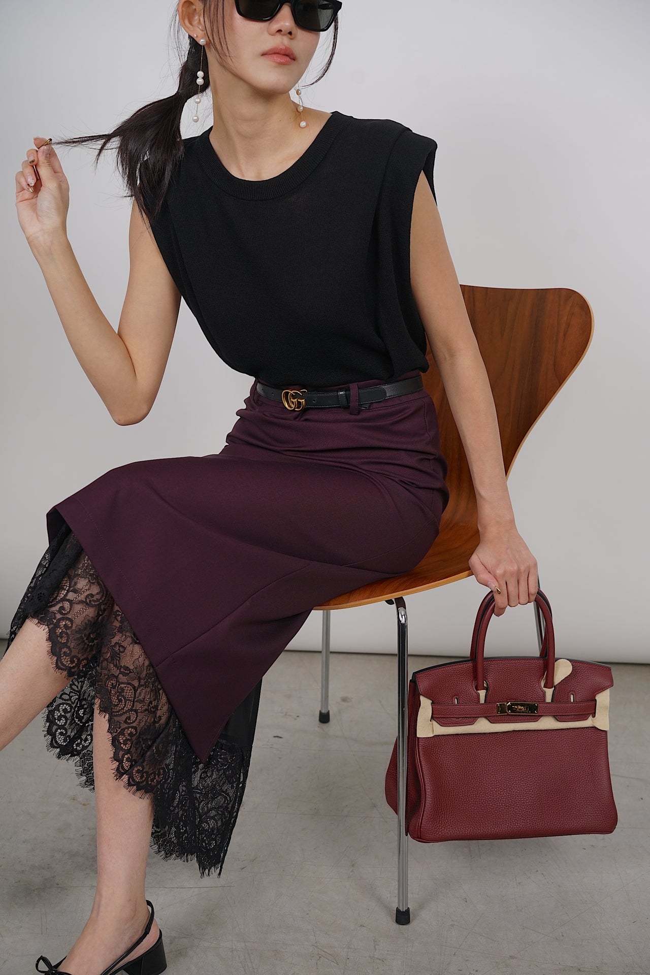 Dreamy Lace Skirt in Burgundy