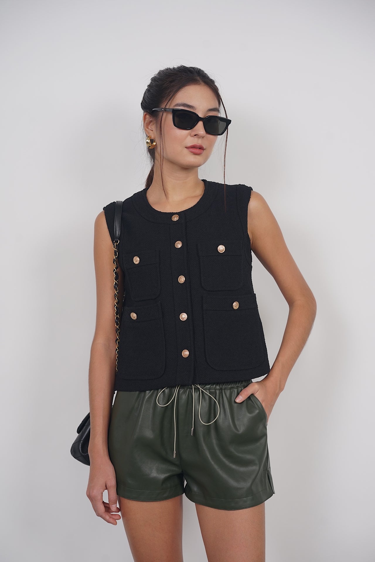 Coco Tweed Top in Black