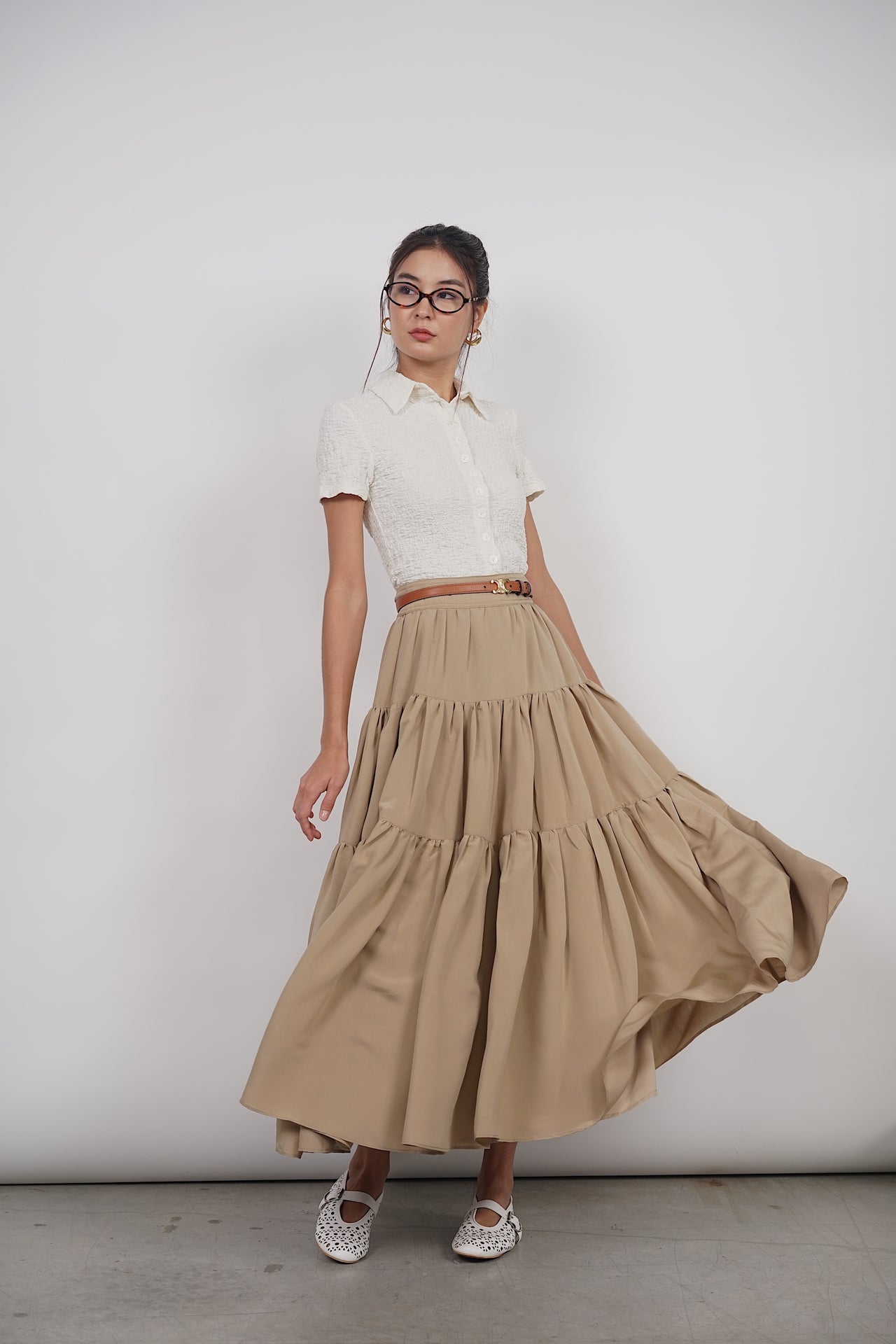 Cloud Maxi Skirt in Dessert Sand