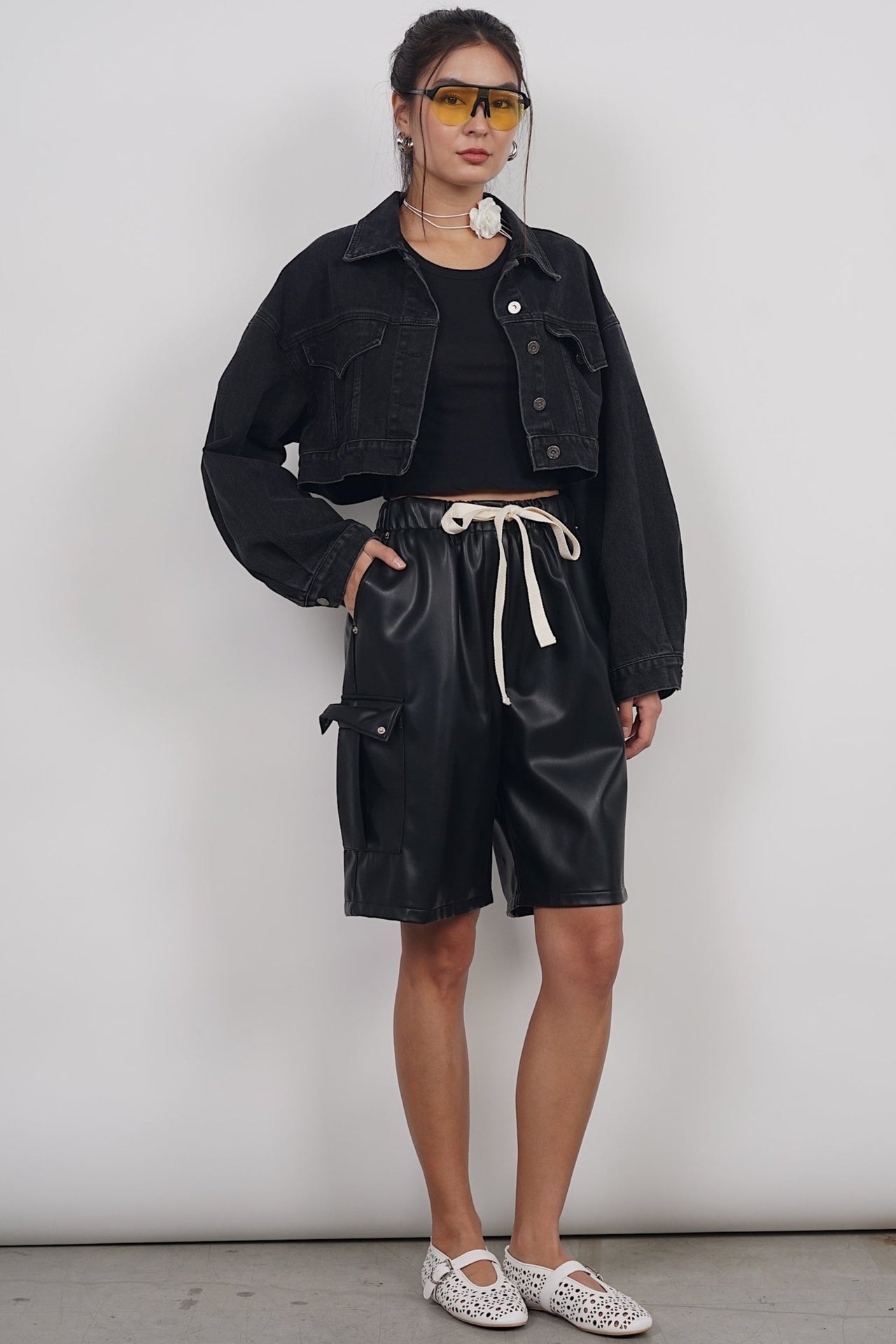 Bermudas Leather Shorts in Black