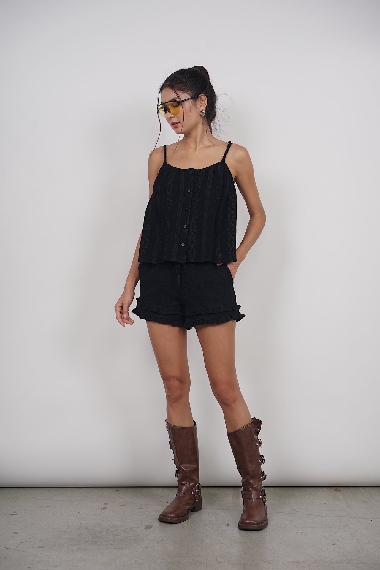 A-Line Reversible Cami Top in Black