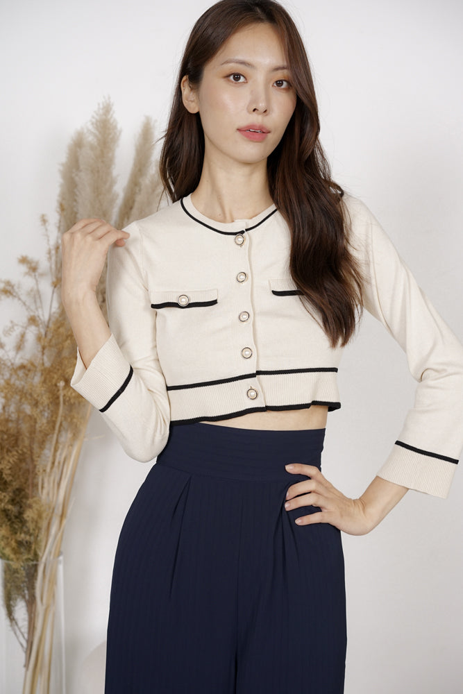 Taunja Buttoned Cardigan Top in Ivory