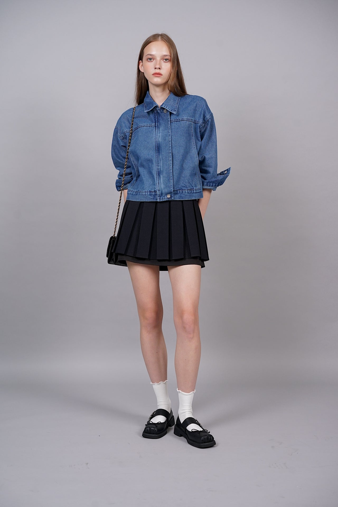 Layered Pleated Skorts in Black