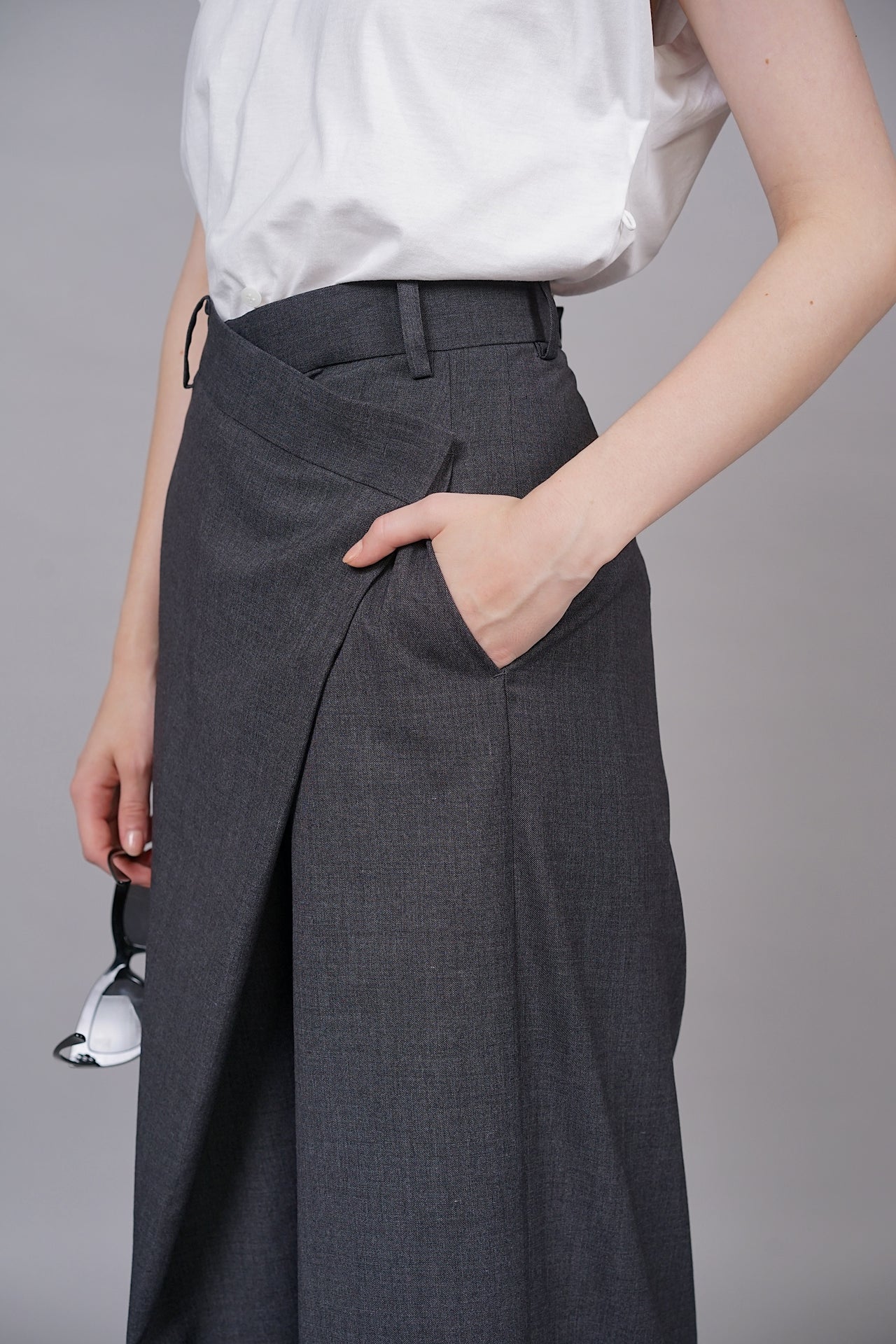 Asymmetrical Trousers in Charcoal