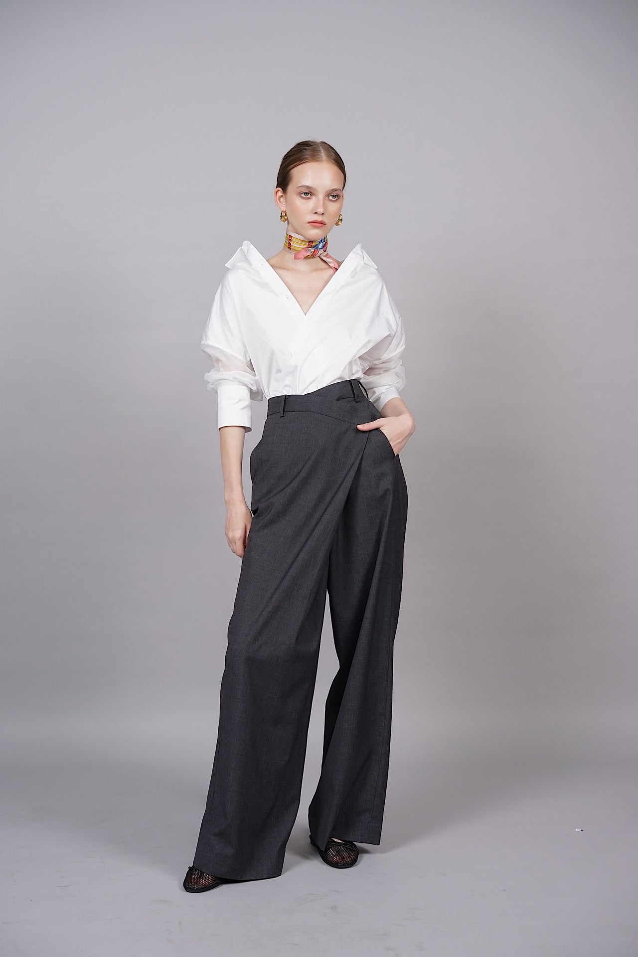 Asymmetrical Trousers in Charcoal