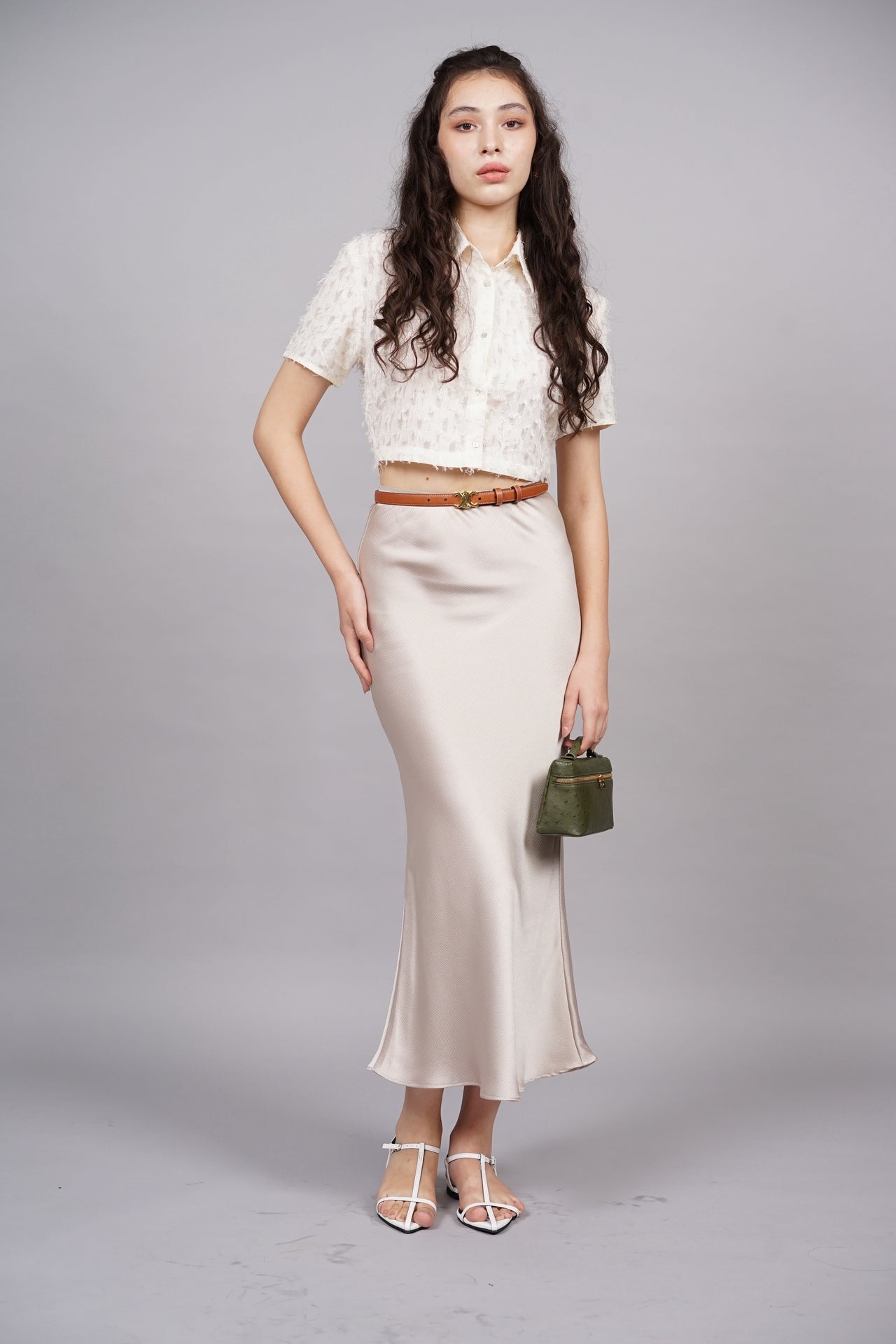 Out Of Bed Silk Skirt in Champagne