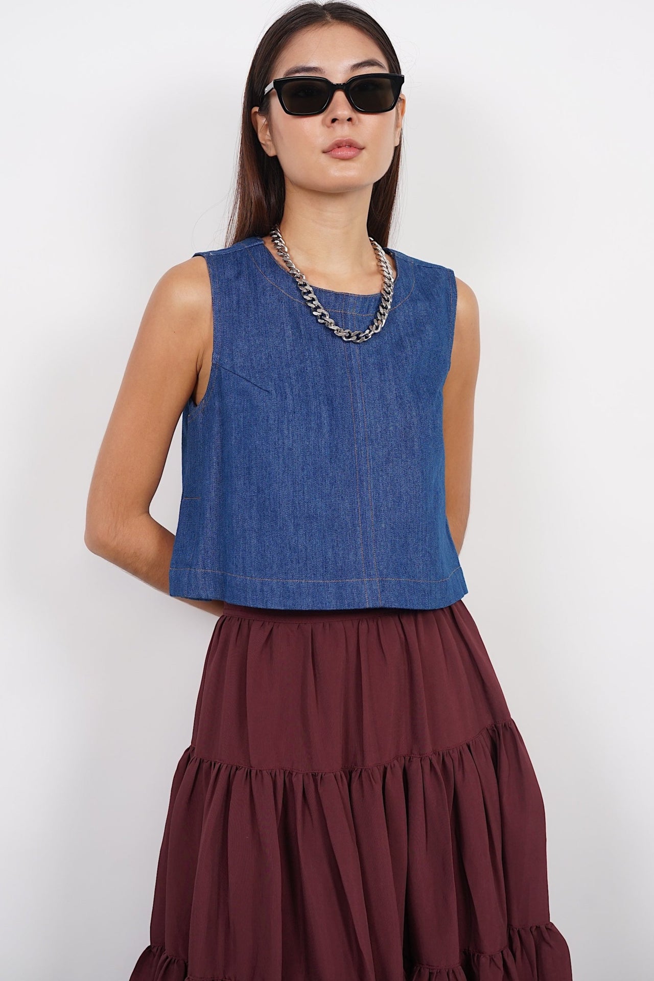 Denim Tunic Top in Blue