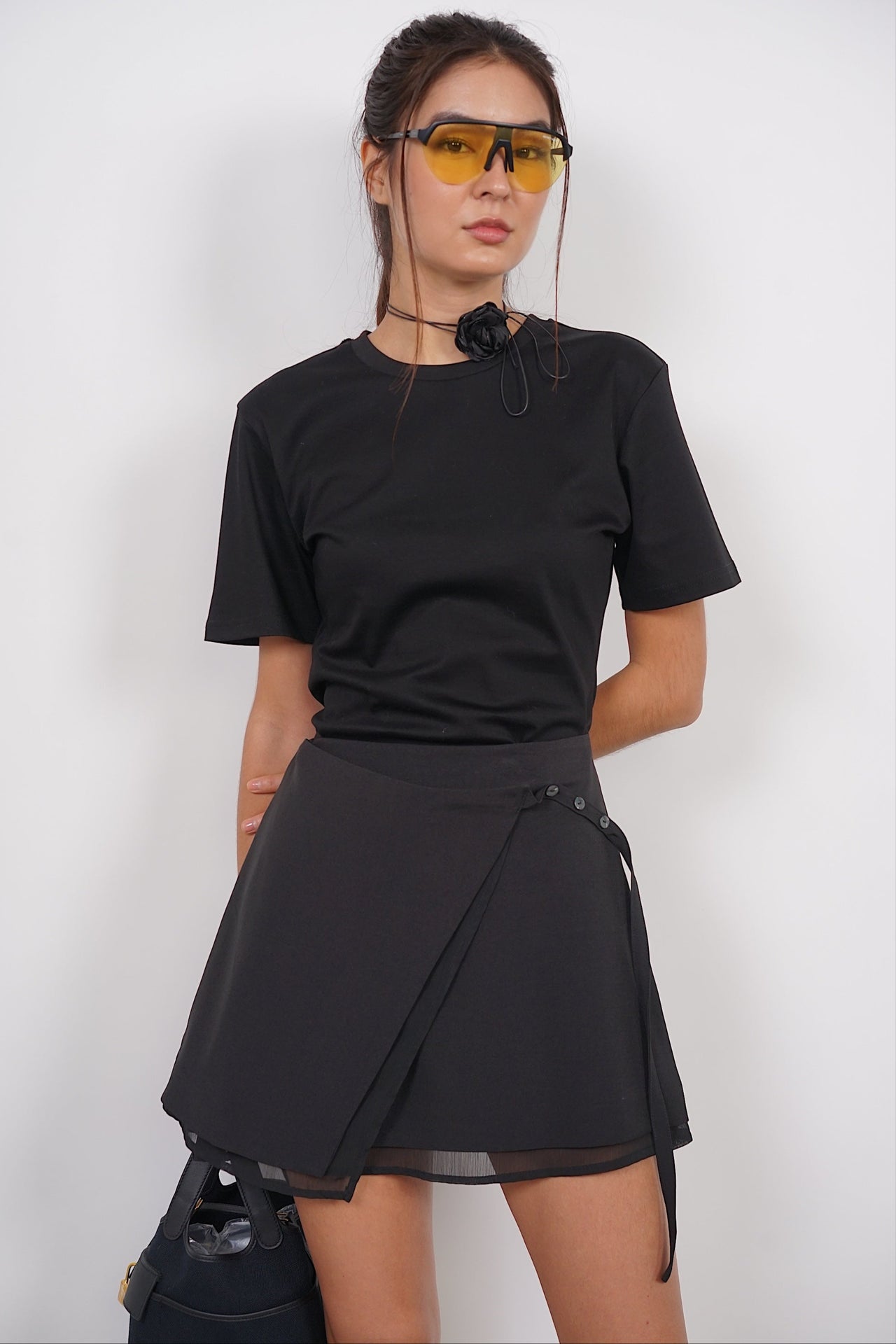 Asymmetrical Wrap Skirt in Black