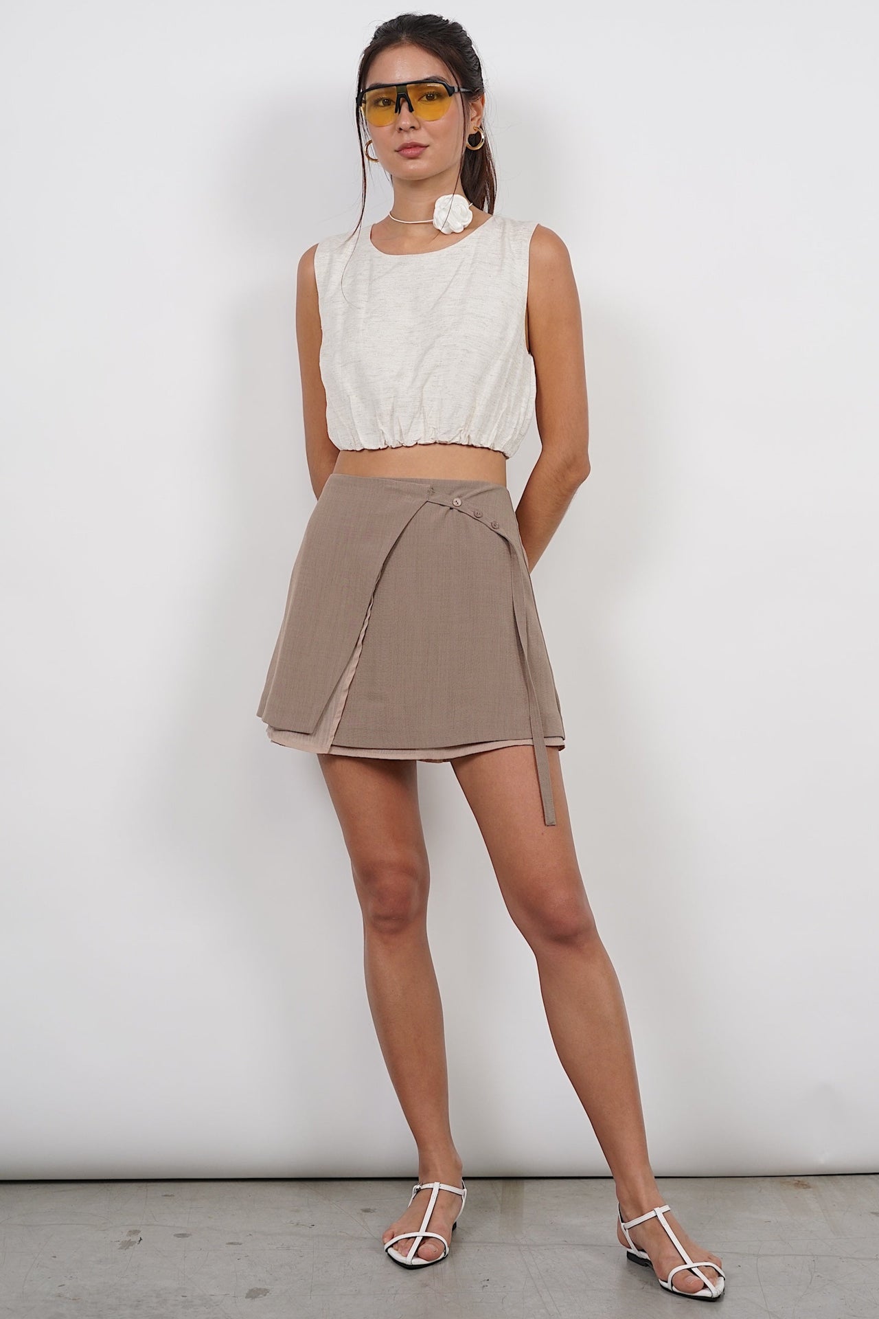 Asymmetrical Wrap Skirt in Mocha