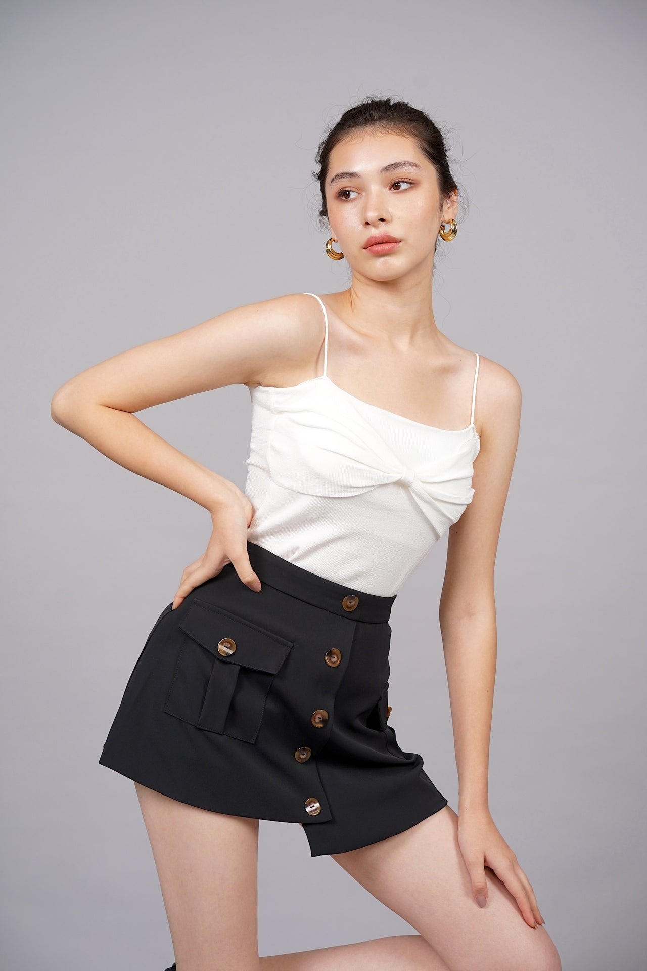 Asymmetrical Utility Skorts in Black