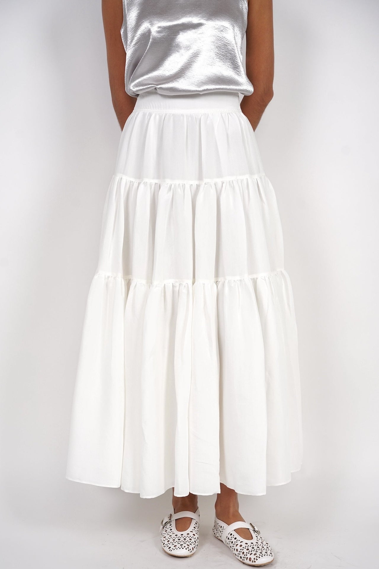 Cloud Maxi Skirt in Cotton White