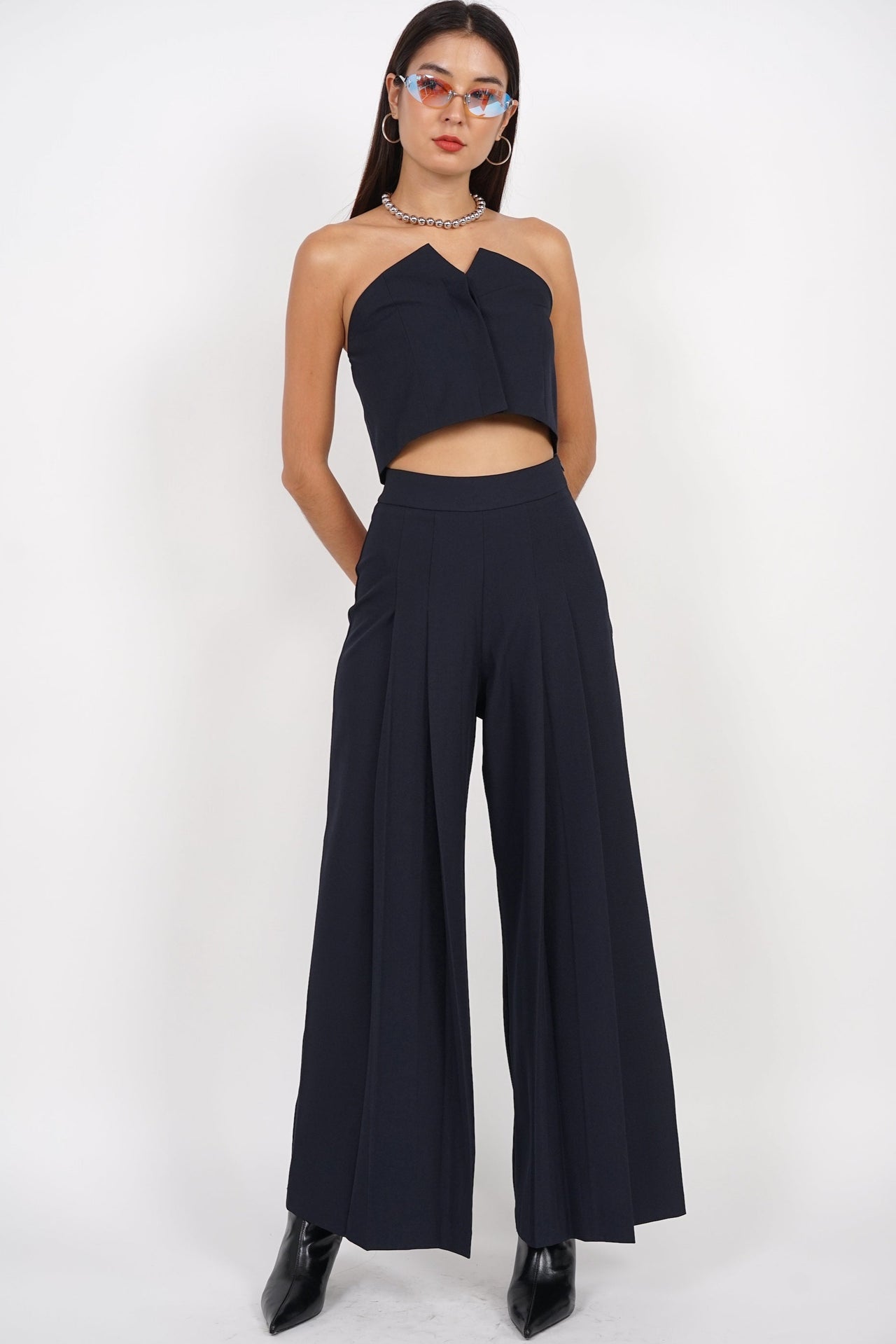 V-Cut Tube Top in Midnight