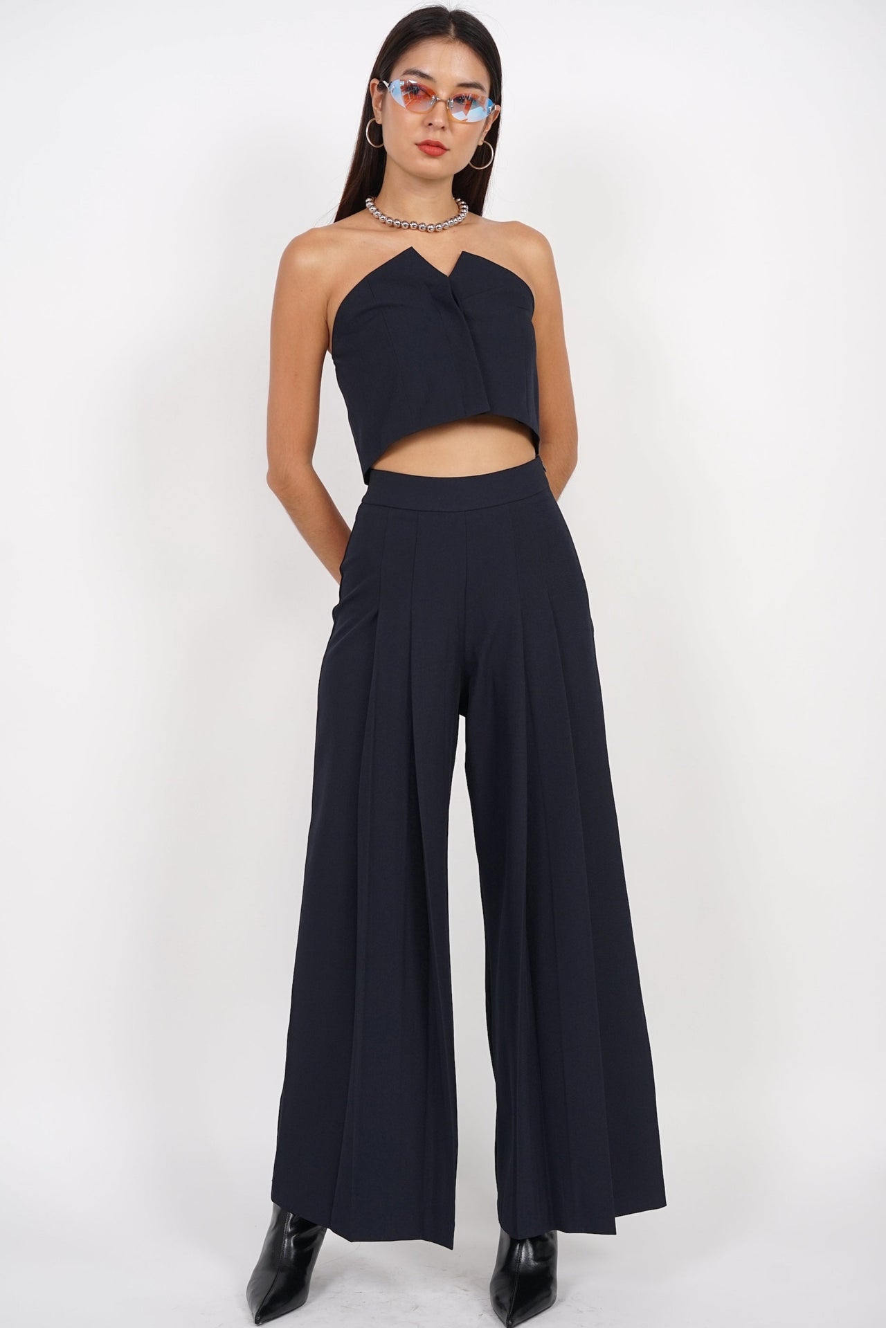 Wide Leg Flare Pants in Midnight