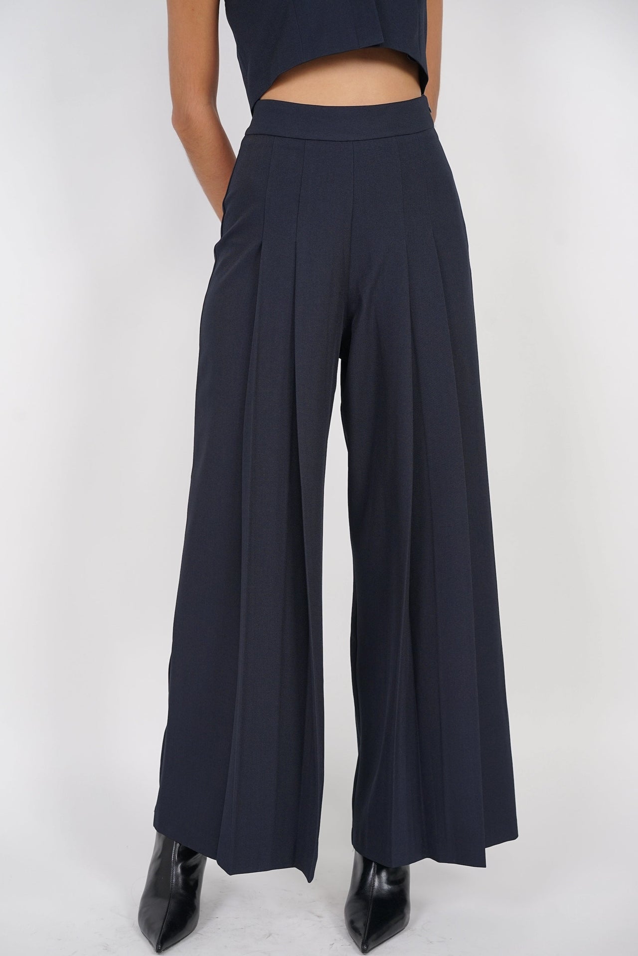 Wide Leg Flare Pants in Midnight