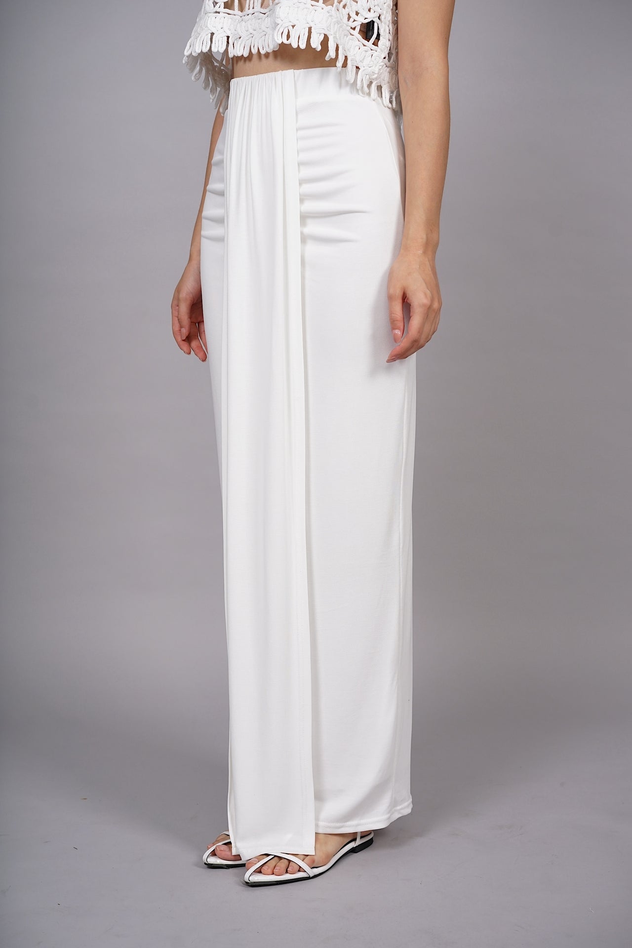 Long Wrap Skirt in White