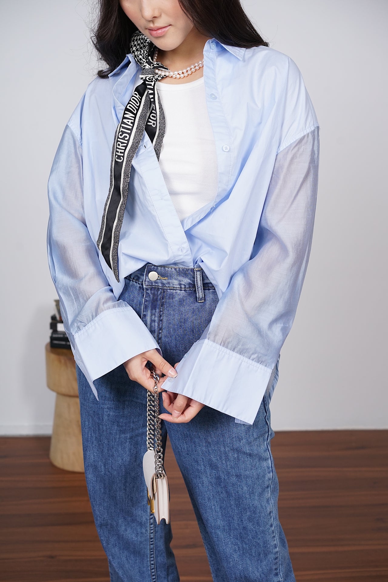 Buttoned Long Sleeve Shirt in Blue