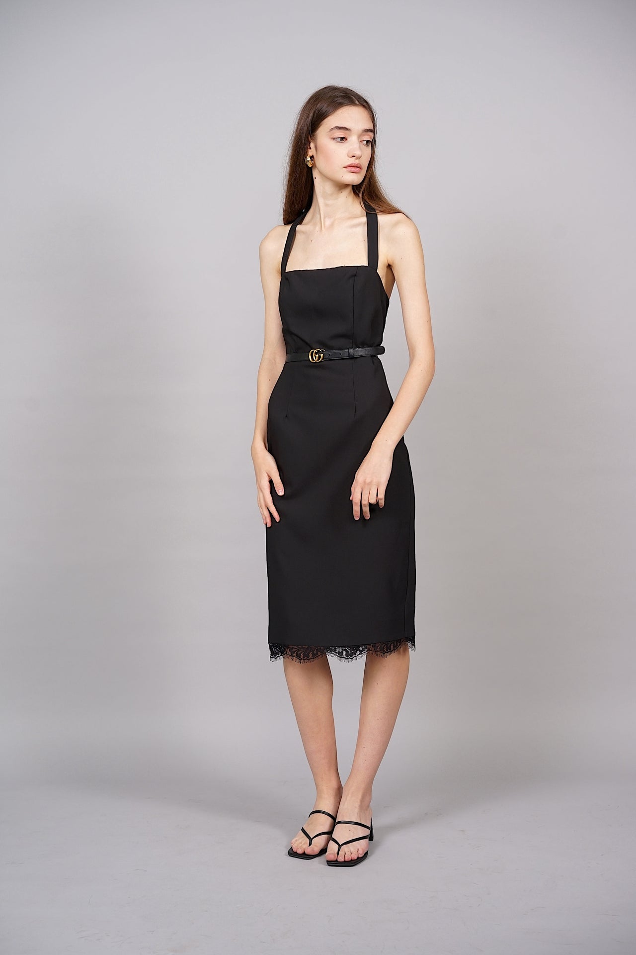 Ronda Lace-Trimmed Dress in Black