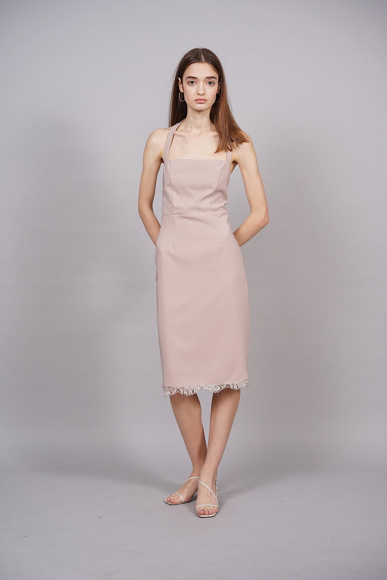 Ronda Lace-Trimmed Dress in Dusty Pink