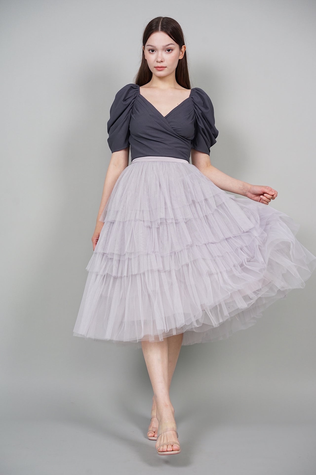 Vicki Tulle Skirt in Grey