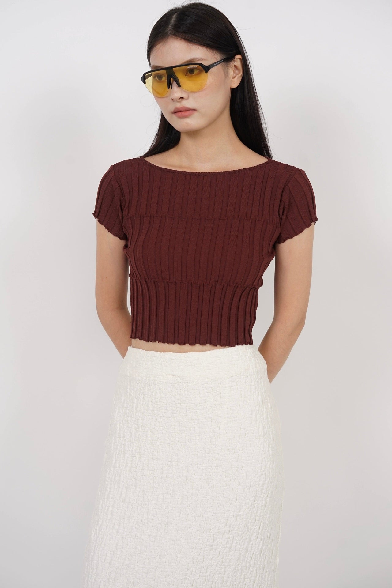 Textured Knitted Top in Brick