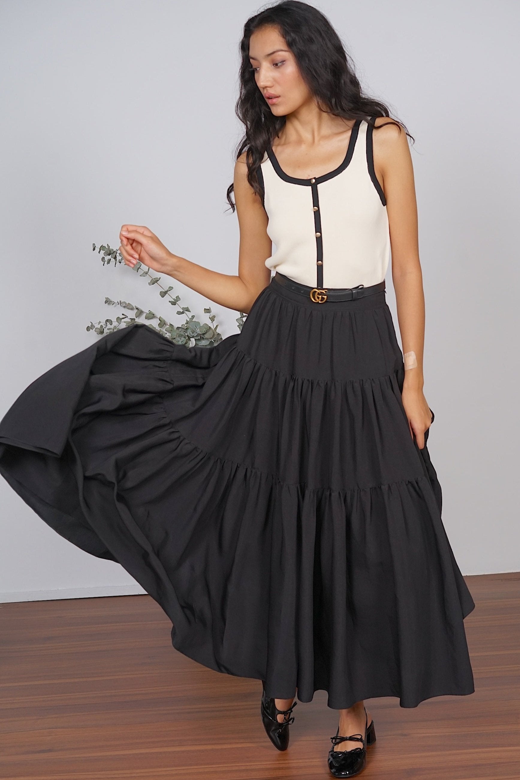 Black maxi skirt in store best sale