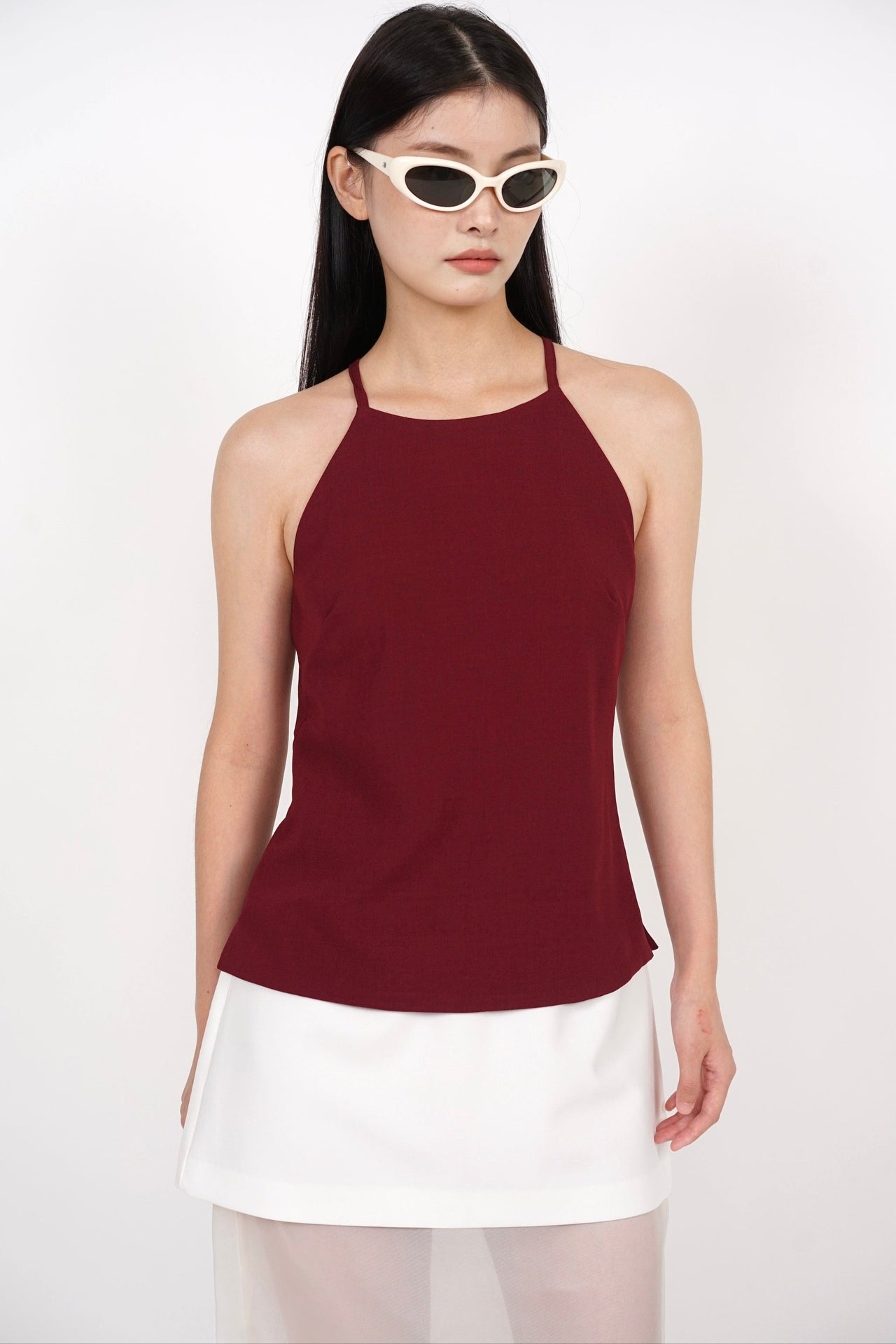 Halter neck top in Burgundy