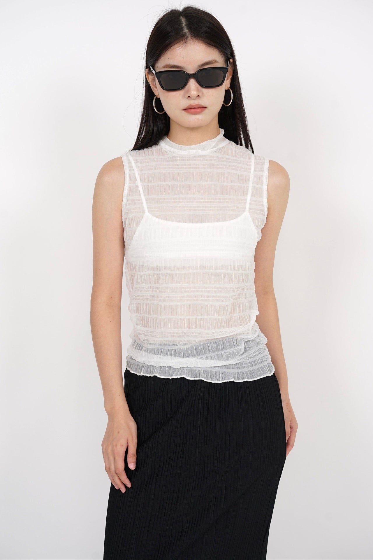 Textured Sheer Top in White