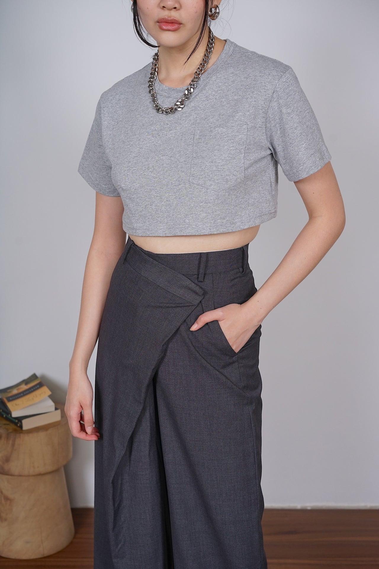 Box Cropped Tee in Heather Grey