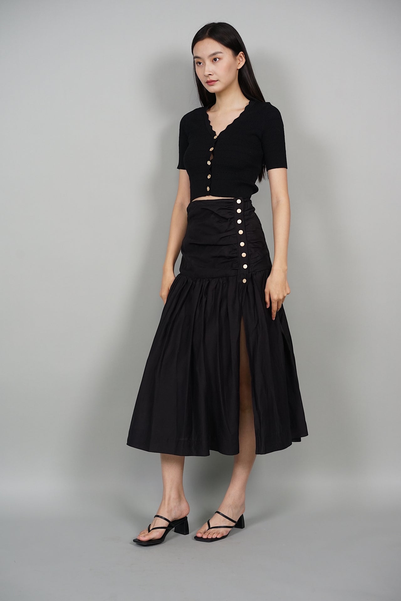 Billie Ruched Skirt in Black