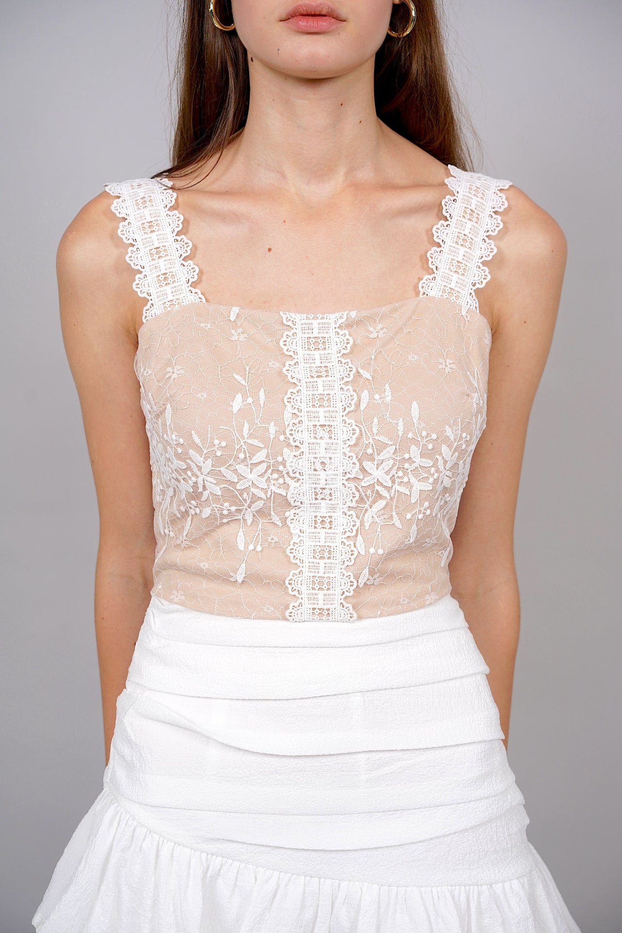 Loretta Crochet Lace Top in White