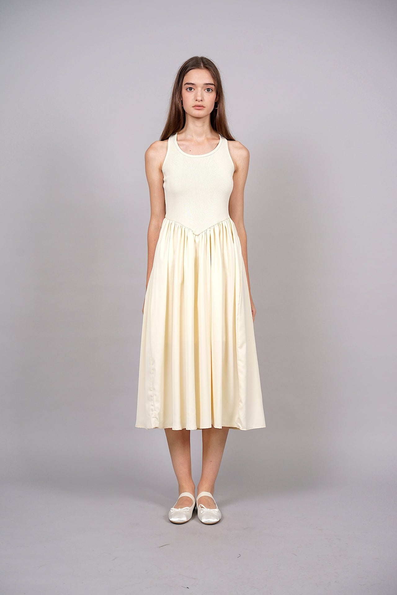 EVERYDAY / Gathered Midi Dress in Cream