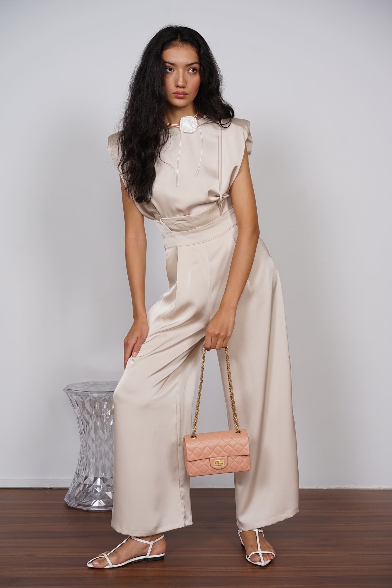 Maude Fluid Jumpsuit in Champagne