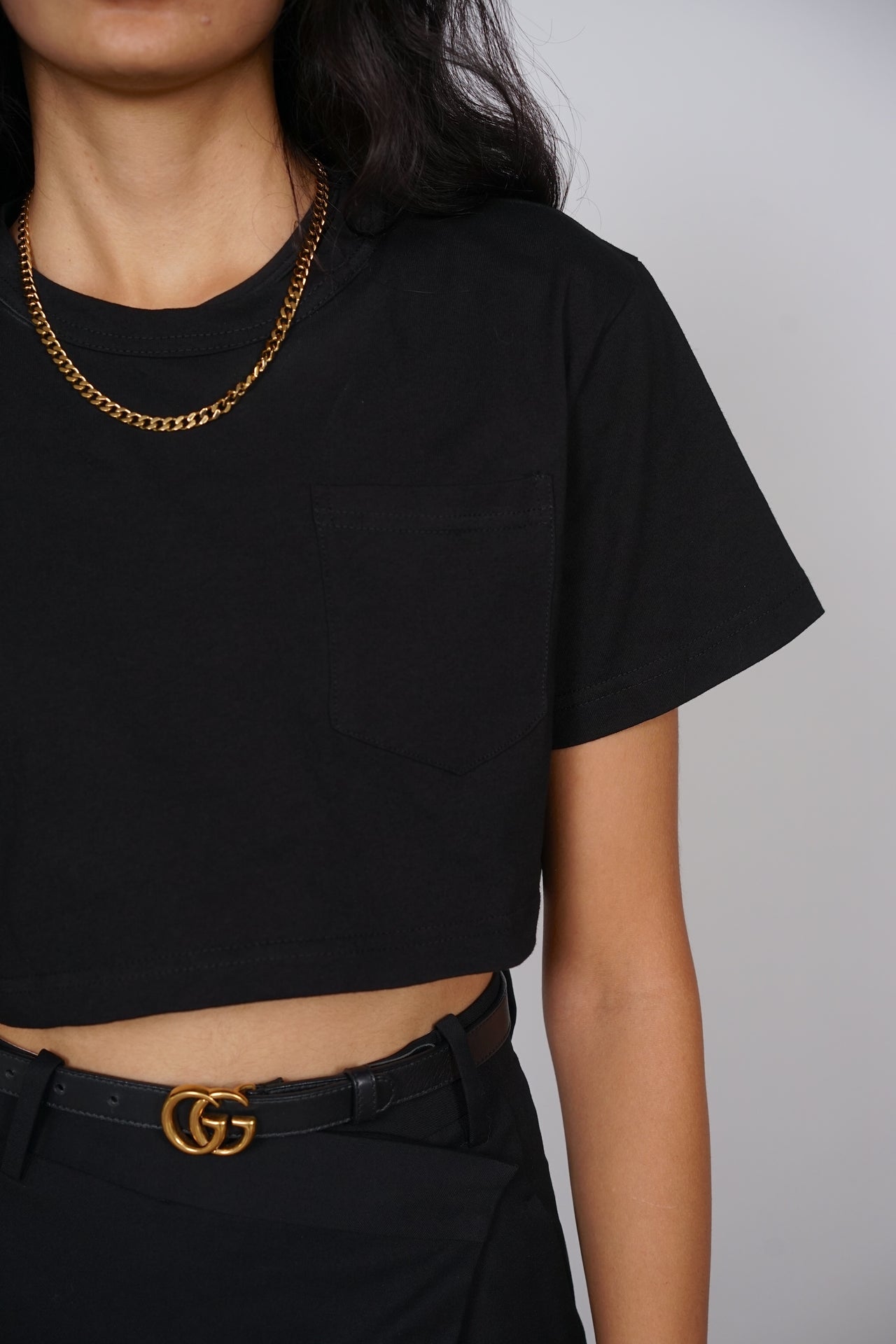 Box Cropped Tee in Black