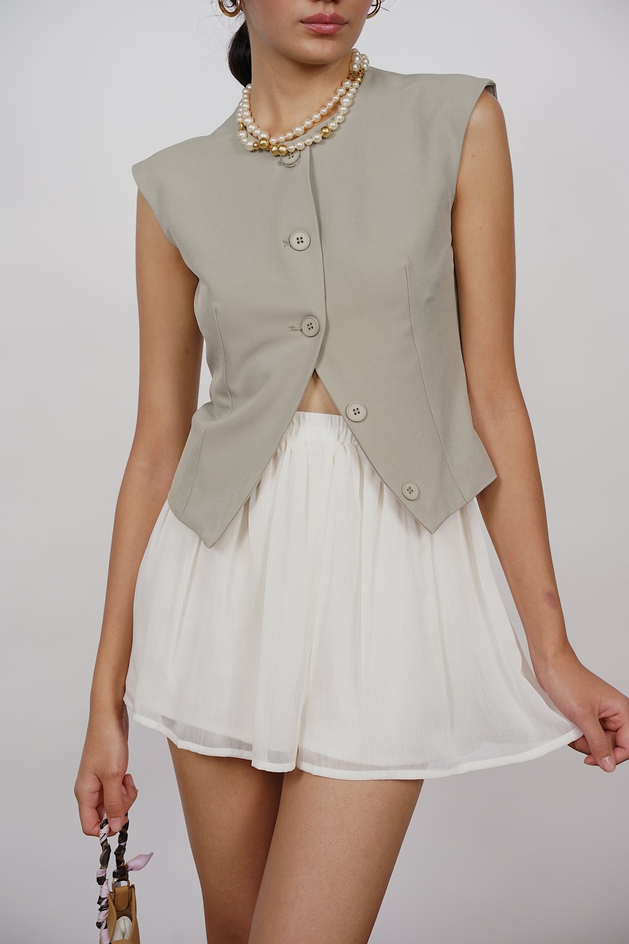 Button It Up Vest Top in Pistachio