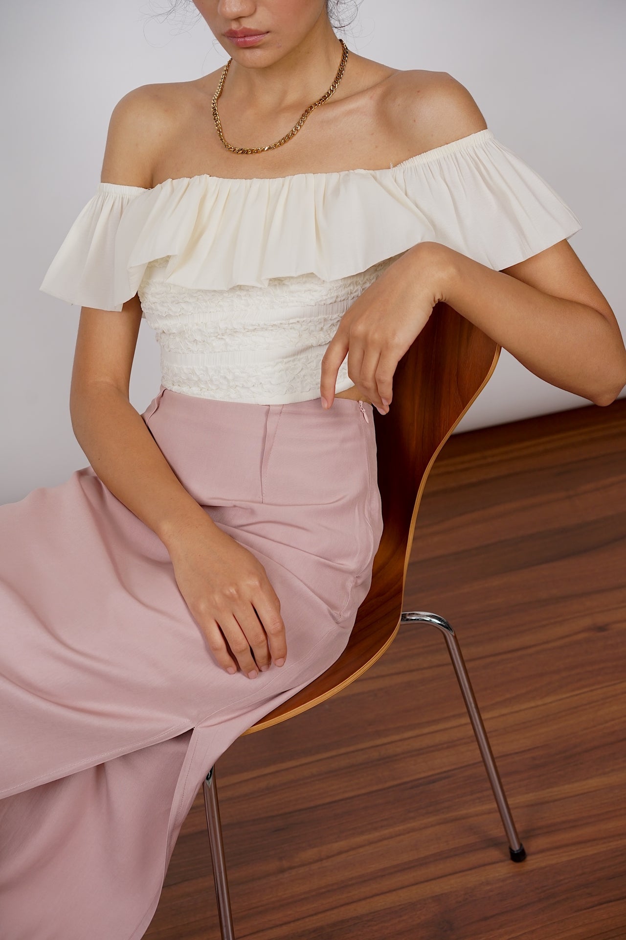 Off-Shoulder Top in Ecru