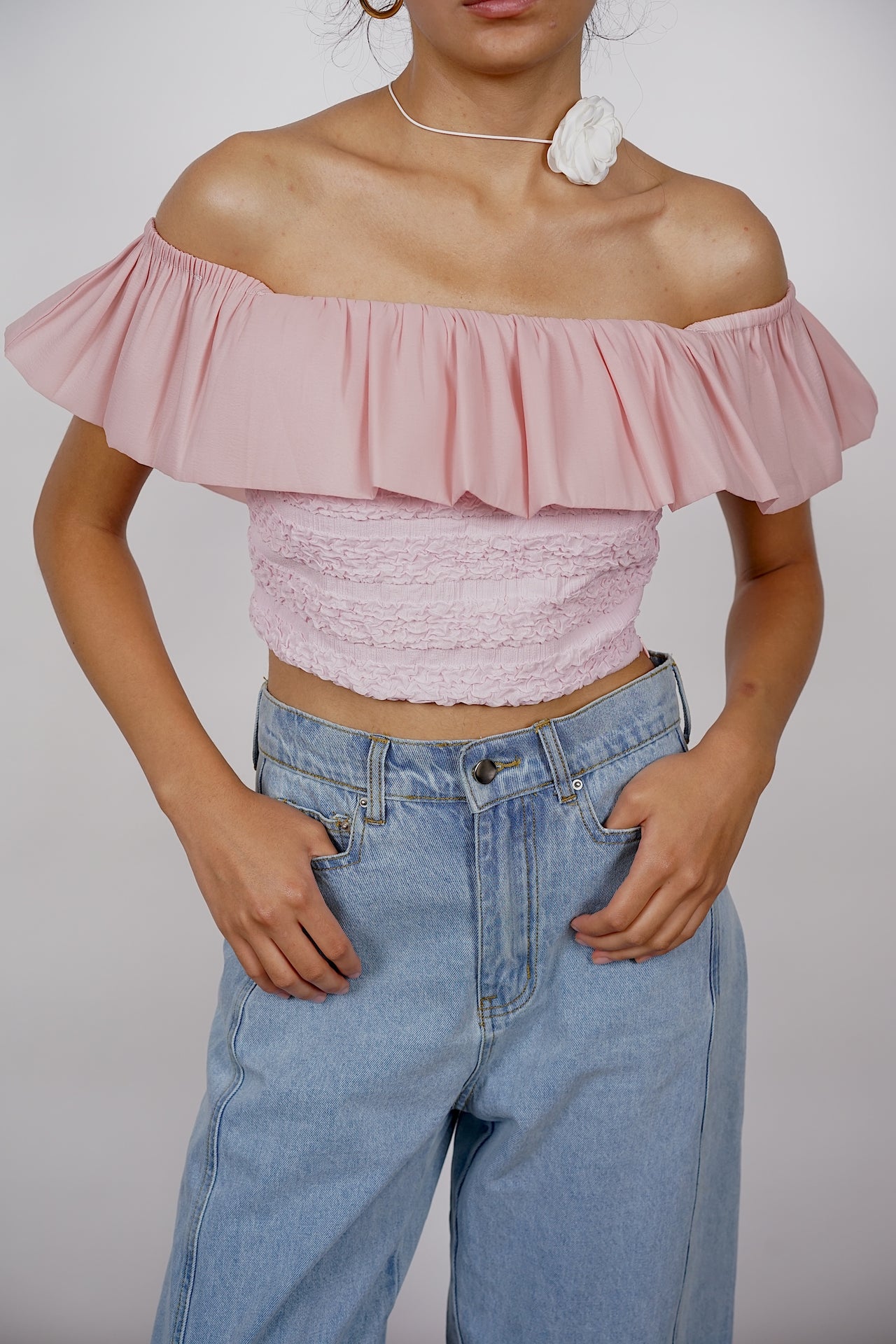 Off-Shoulder Top in Pink