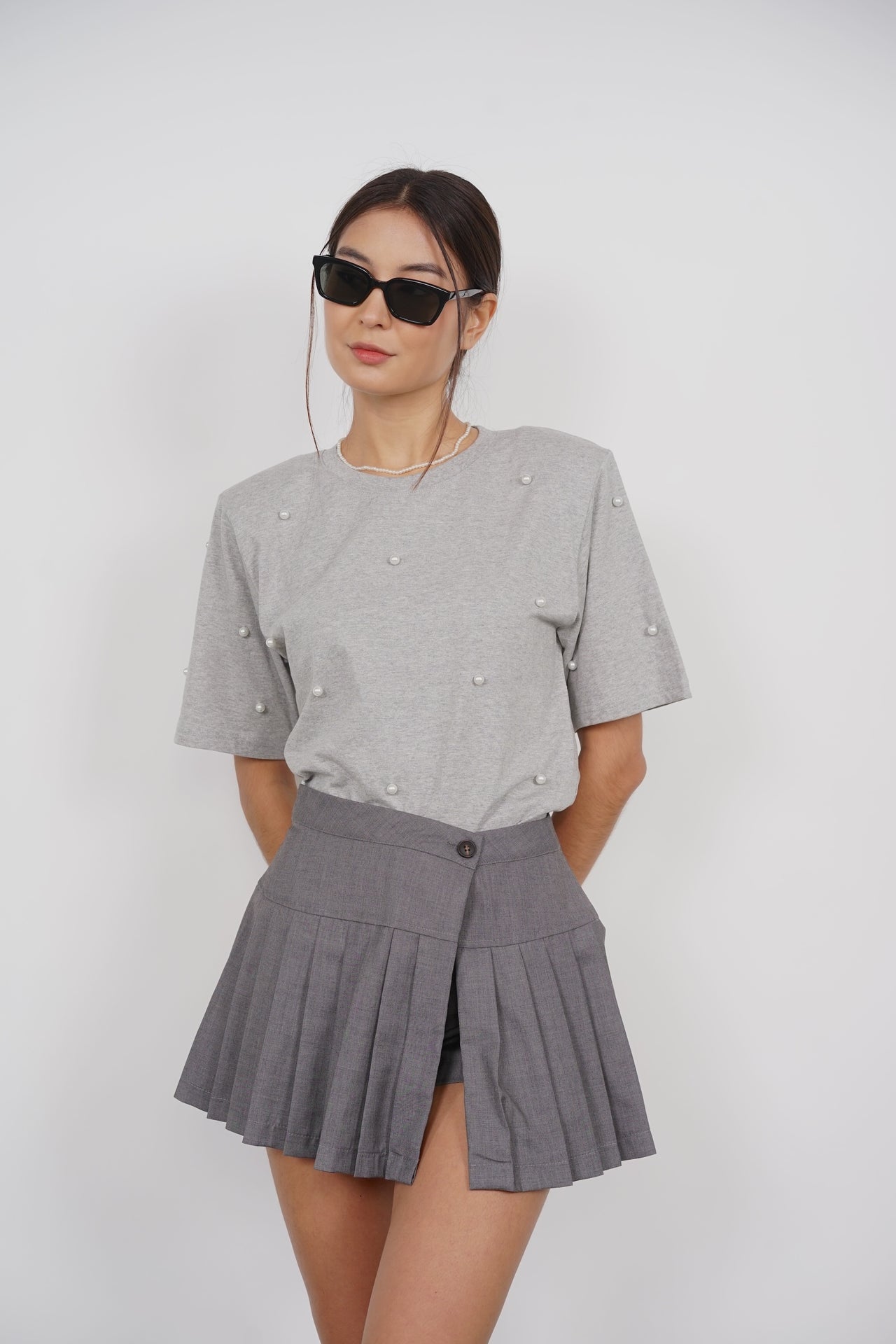 Padded Pearl Shirt in Grey