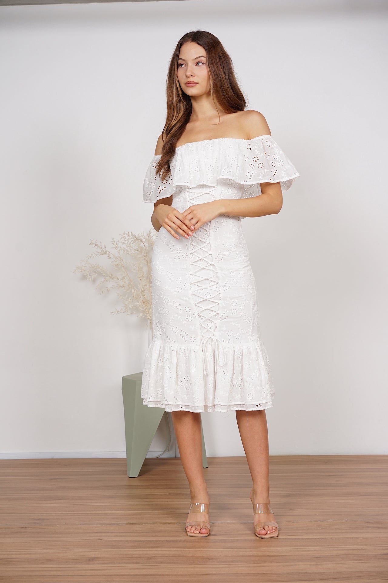 Mila Crochet Dress in White