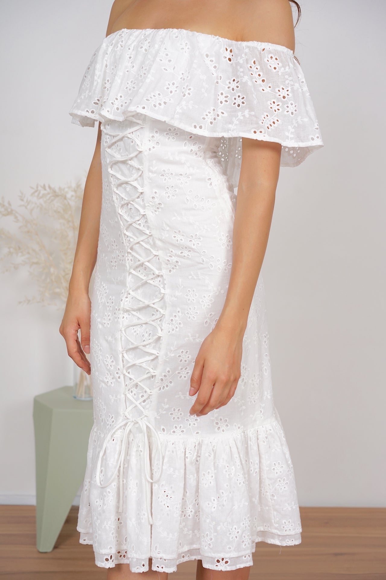 Mila Crochet Dress in White