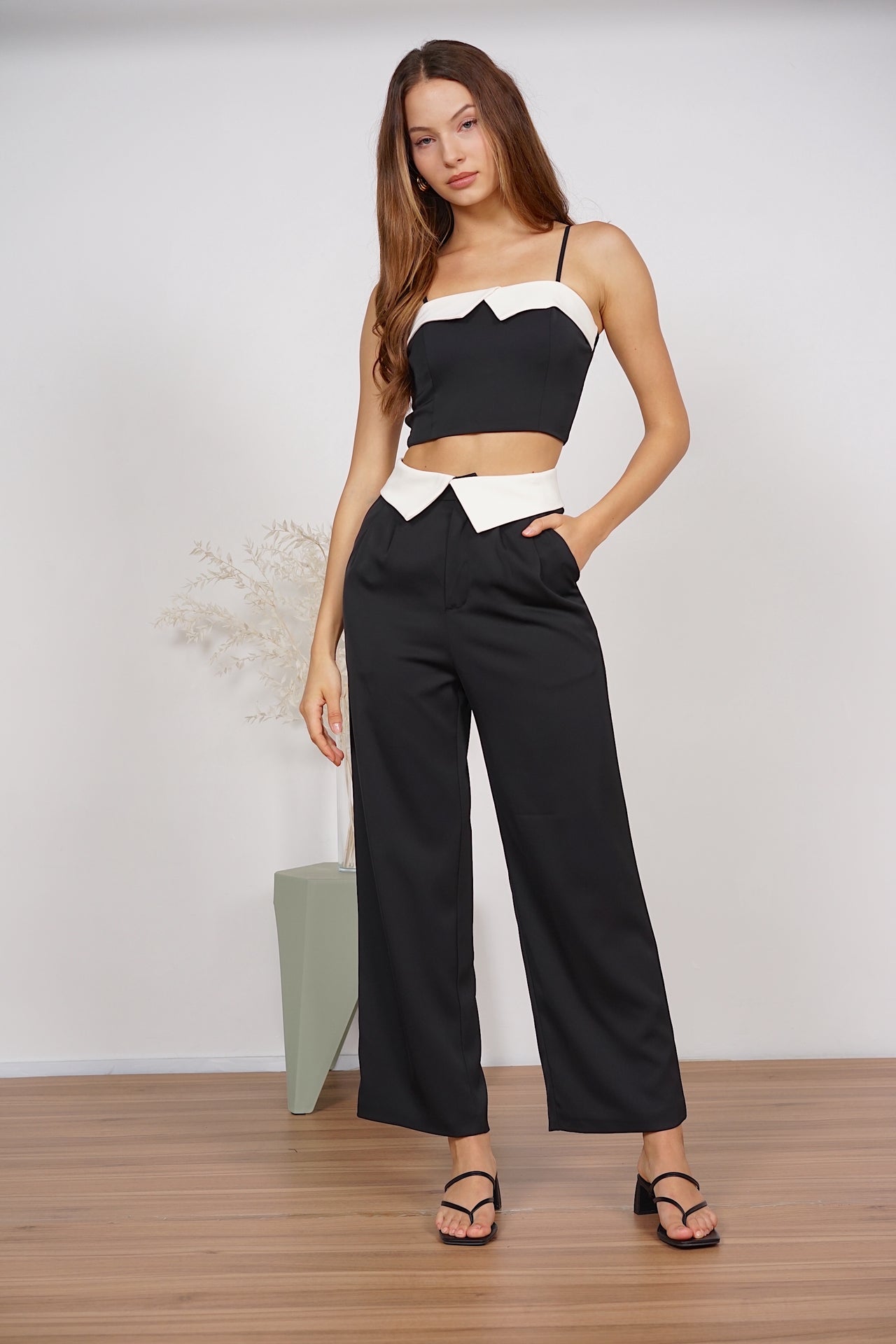 Piper Fold-Over Pants in Black